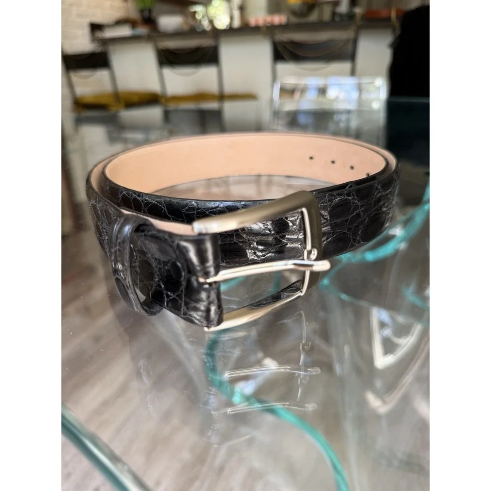 Torino Elite South American Caiman Leather Belt Black Size 40 Made in USA